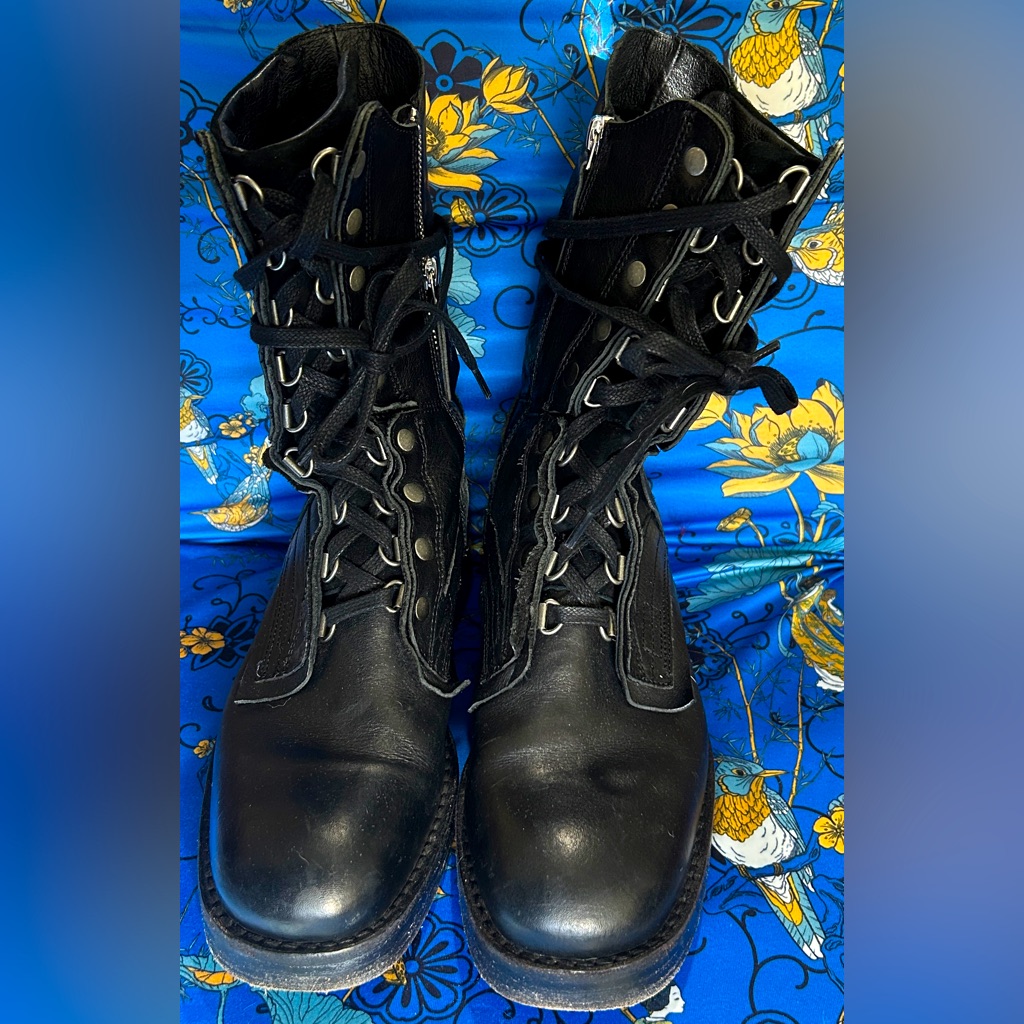 Black Lace-Up Combat Boots Free People We The Free 7 Euc